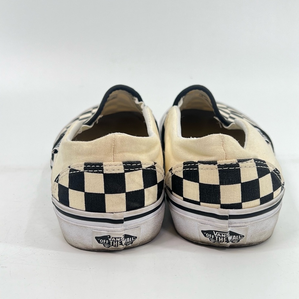 Vans Classic Slip-On Checkerboard Shoe Black and Off White Size 8 Eight - Picture 7 of 11